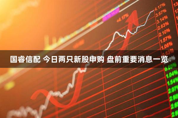 国睿信配 今日两只新股申购 盘前重要消息一览