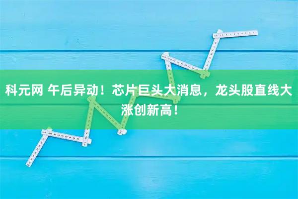 科元网 午后异动！芯片巨头大消息，龙头股直线大涨创新高！